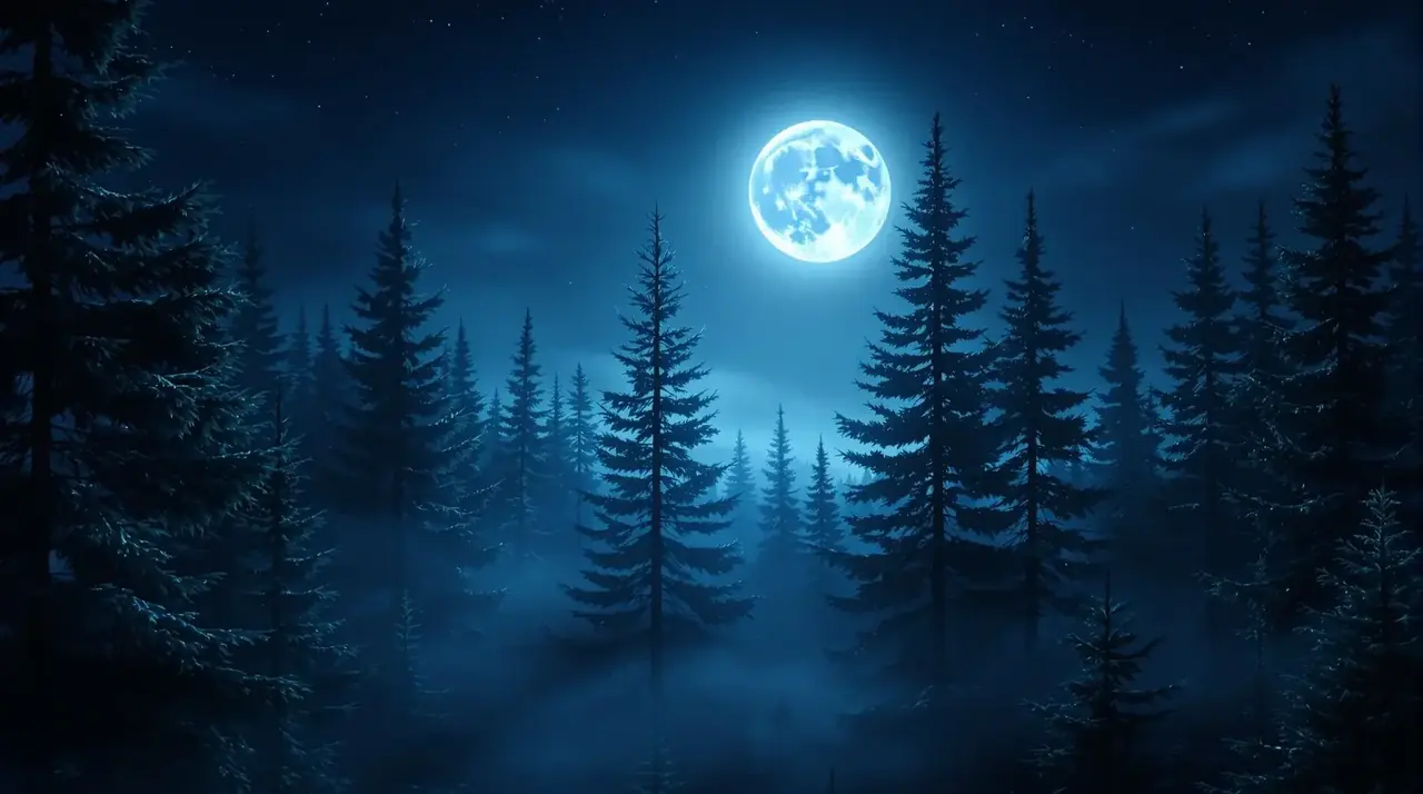 多多影院 月夜杉林主题背景